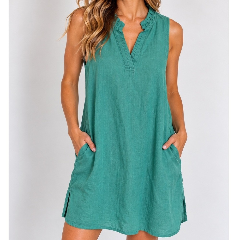 Tommy Bahama Linen Sleeveless Shift Dress Coastal Vacation Summer Beachy Preppy